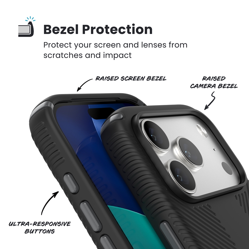 Coque iPhone 17 Pro Presidio2 Grip ClickLock MagSafe noir Speck