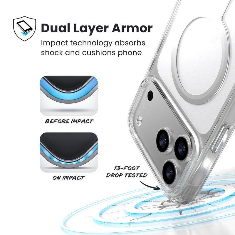 Coque iPhone 17 Pro Max transparente et argentée MagSafe Presidio Perfect Clear Speck