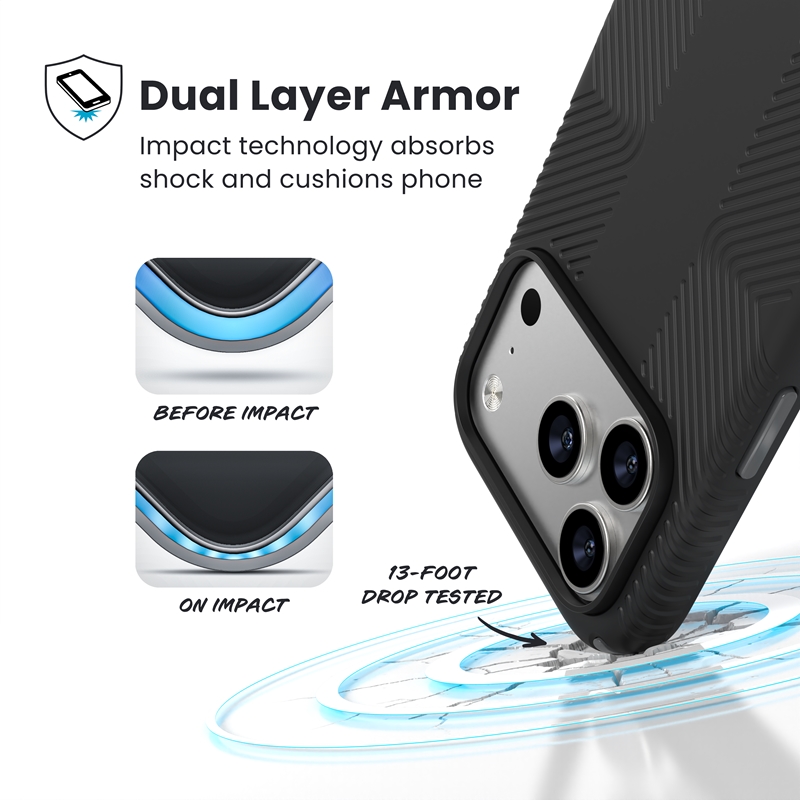 Coque iPhone 17 Pro Presidio2 Grip MagSafe noir Speck