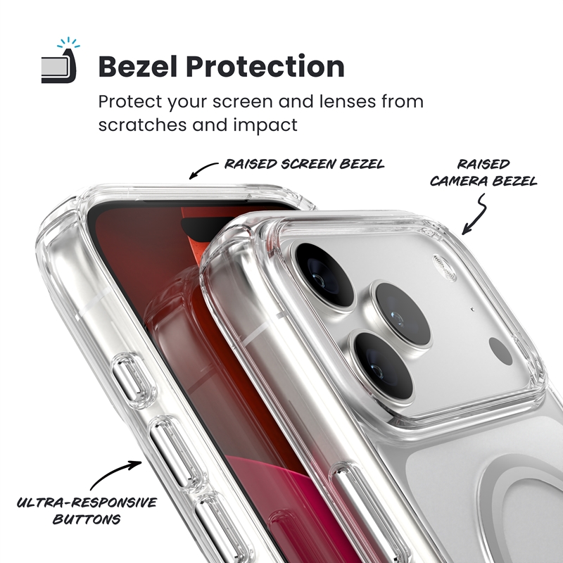 Coque iPhone 17 Pro Max transparente et argentée MagSafe Presidio Perfect Clear Speck