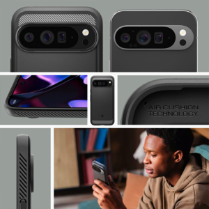 Coque Rugged Armor Spigen pour Google Pixel 9 Pro XL Noir mat