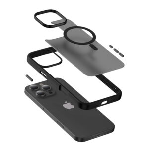 Coque Crong Hybrid Frost noir MagSafe pour iPhone 16 Pro - case-minute