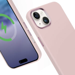 Coque rose MagSafe Crong LUX pour iPhone 15 - case-minute