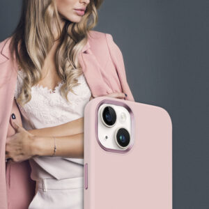 Coque rose MagSafe Crong LUX pour iPhone 15 - case-minute