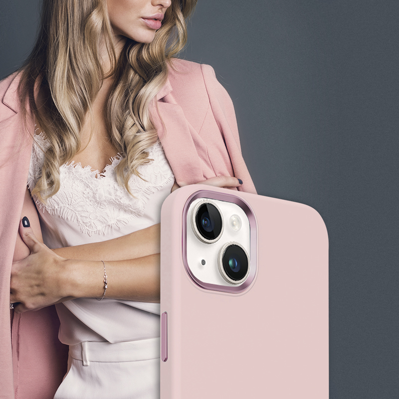Coque rose MagSafe Crong LUX pour iPhone 15 - case-minute