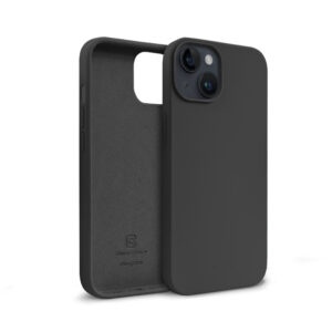 Coque en silicone liquide Crong pour iPhone 14 / 13 noir - case-minute