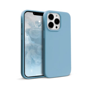 Coque en silicone liquide Crong pour iPhone 13 Pro Max bleu ciel - case-minute
