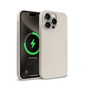 Coque MagSafe Crong pour iPhone 15 Pro Max Pierre Beige - case-minute