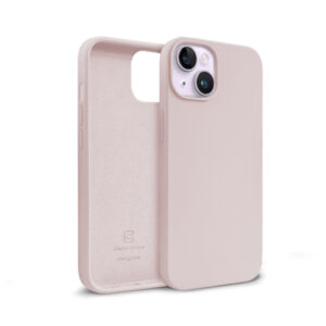 Coque en silicone liquide Crong pour iPhone 14 / 13 rose bonbon - case-minute