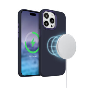 Coque MagSafe Crong LUX pour iPhone 15 Pro Max bleu marine - case-minute