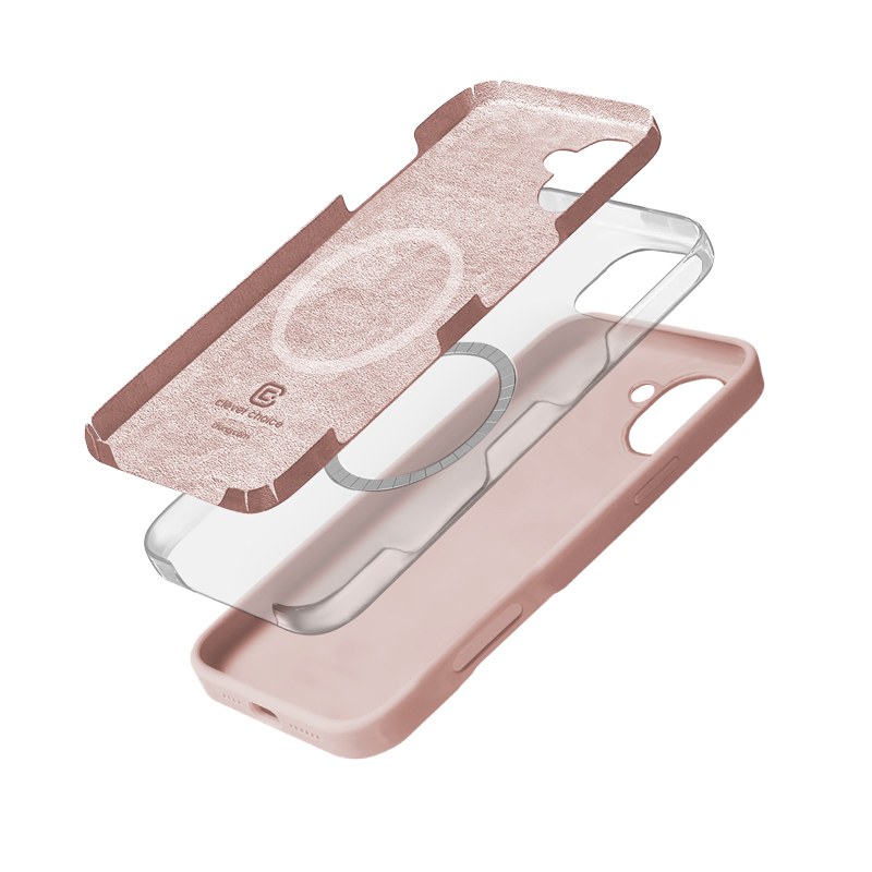 Coque MagSafe Crong pour iPhone 16 rose poudré - case-minute