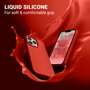 Coque en silicone liquide Crong pour iPhone 13 Pro rouge - case-minute