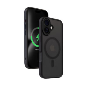 Coque Crong Hybrid Frost MagSafe pour iPhone 16 noire - case-minute