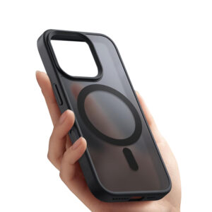 Coque Crong Hybrid Frost MagSafe pour iPhone 16 noire - case-minute