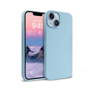 Coque en silicone liquide Crong pour iPhone 14 Plus bleu ciel - case-minute