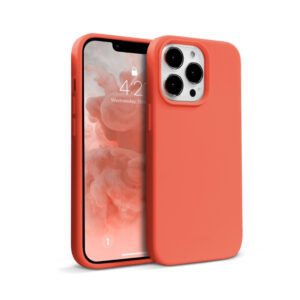 Coque en silicone liquide Crong pour iPhone 13 Pro rouge corail - case-minute
