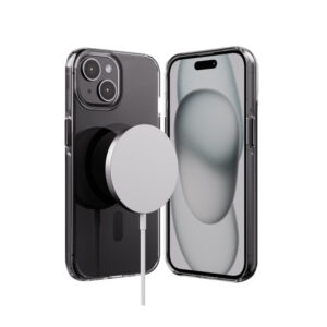Coque Crong transparente et MagSafe pour iPhone 15 MagSafe noir - case-minute