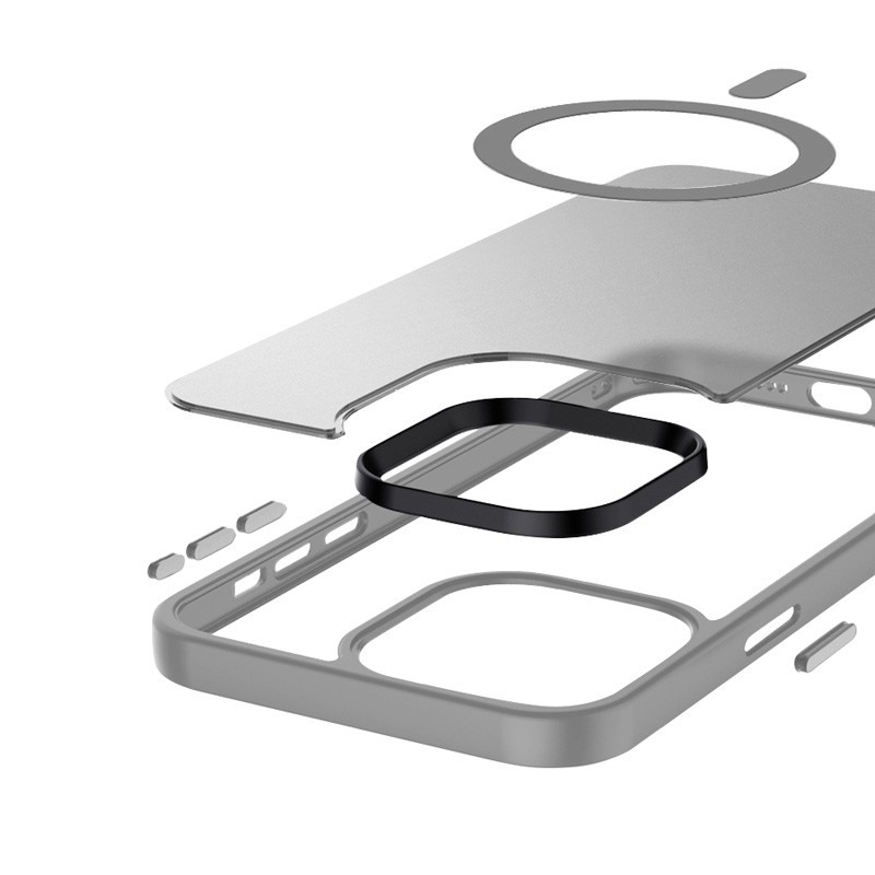 Coque Hybrid Frost MagSafe grise pour iPhone 15 Pro Max - case-minute