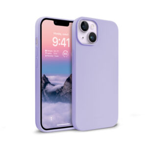 Coque en silicone liquide Crong pour iPhone 14 Plus violet - case-minute