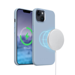 Coque bleu ciel MagSafe Crong LUX pour iPhone 15 Plus - case-minute
