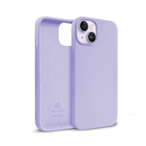 Coque en silicone liquide Crong pour iPhone 14 Plus violet - case-minute