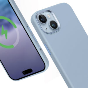 Coque bleu ciel MagSafe Crong LUX pour iPhone 15 Plus - case-minute