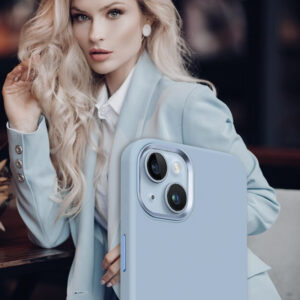 Coque bleu ciel MagSafe Crong LUX pour iPhone 15 Plus - case-minute