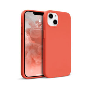 Coque en silicone liquide Crong pour iPhone 13 rouge corail - case-minute