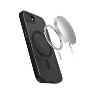 Coque Crong noir Hybrid Frost MagSafe pour iPhone 16e - case-minute