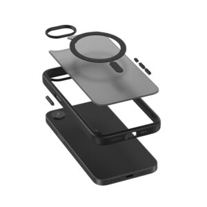 Coque Crong noir Hybrid Frost MagSafe pour iPhone 16e - case-minute