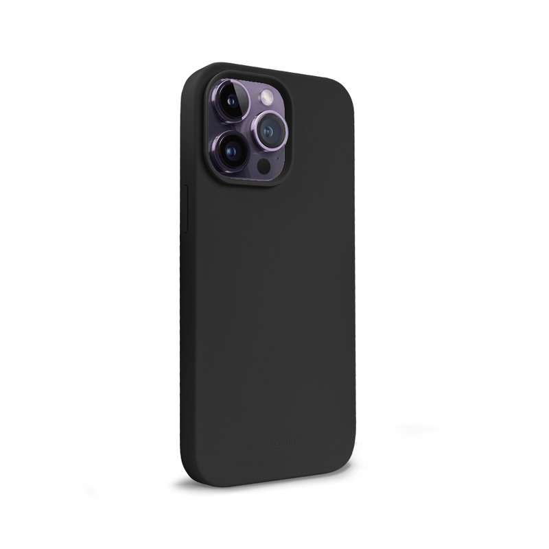 Coque en silicone liquide Crong pour iPhone 14 Pro noir - case-minute
