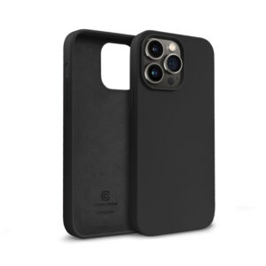 Coque en silicone liquide Crong pour iPhone 14 Pro noir - case-minute