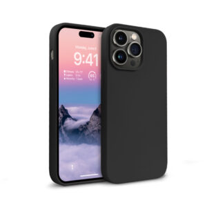 Coque en silicone liquide Crong pour iPhone 14 Pro Max noir - case-minute