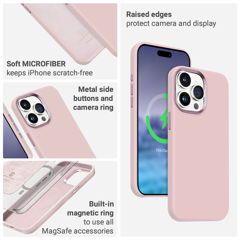 Coque MagSafe Crong LUX pour iPhone 15 Pro Max rose - case-minute