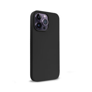 Coque en silicone liquide Crong pour iPhone 14 Pro Max noir - case-minute