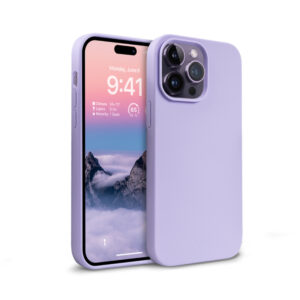 Coque en silicone liquide Crong pour iPhone 14 Pro Max violet - case-minute