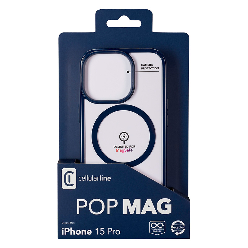 coque iphone 15 pro pop mag magsafe cellularline bleu
