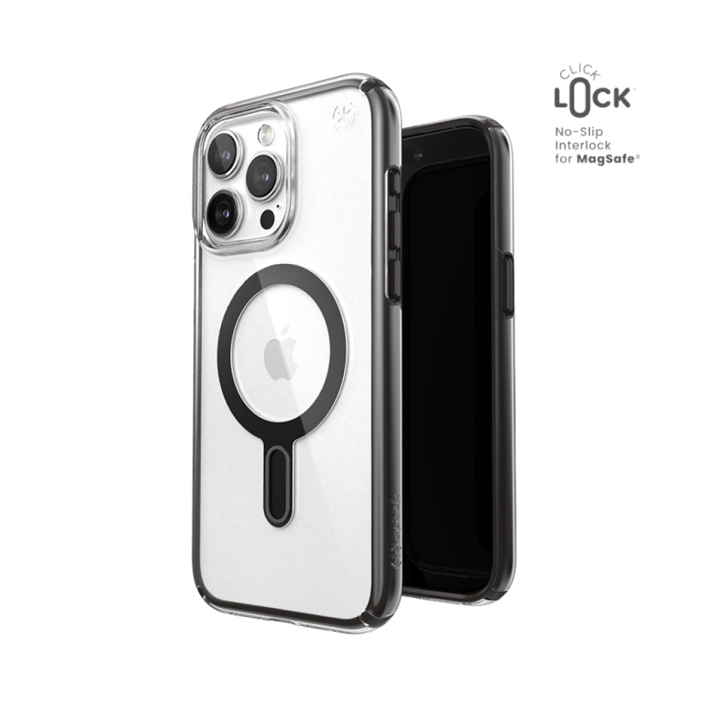 coque iphone 15 pro max presidio perfect clear clicklock magsafe speck noir givré