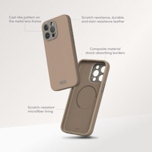 coque iphone 15 pro napa magsafe moshi blanc crème
