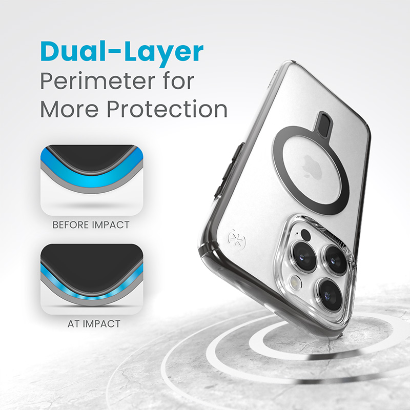 coque iphone 15 pro max presidio perfect clear clicklock magsafe speck noir givré