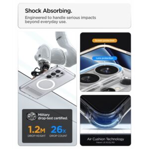 coque ultra hybrid "s" magsafe pour samsung galaxy s26 ultra spigen transparent/blanc
