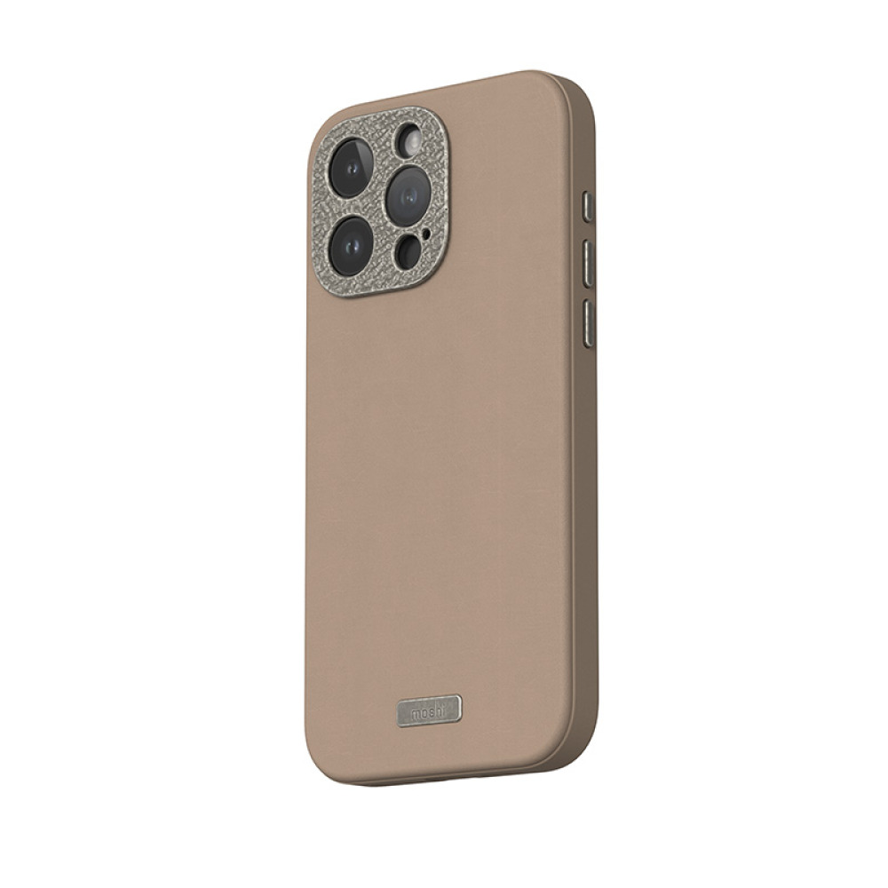 coque iphone 15 pro napa magsafe moshi brun fumé