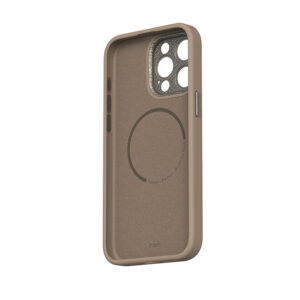 coque iphone 15 pro napa magsafe moshi brun fumé