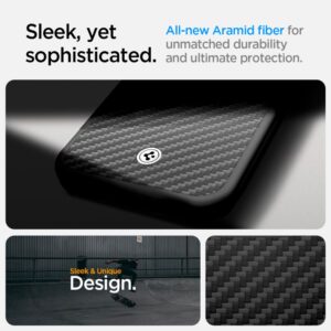 coque iphone 16e / 17e enzo aramid spigen noir mat
