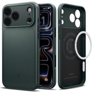 coque thin fit mag magsafe pour iphone 17 pro spigen vert abyssal