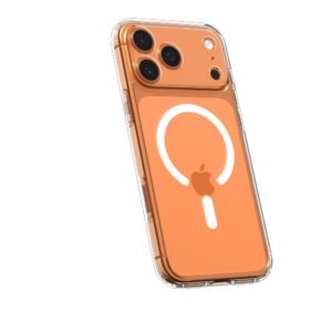 coque ultra hybrid mag magsafe pour iphone 17 pro spigen transparent/blanc