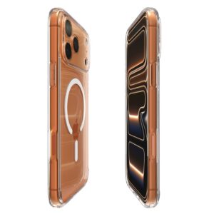 coque ultra hybrid mag magsafe pour iphone 17 pro spigen transparent/blanc
