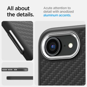 coque iphone 16e / 17e enzo aramid spigen noir mat