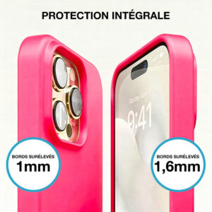 coque rose fluo et magsafe pour iphone 16 pro max