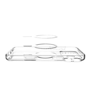 coque ultra hybrid mag magsafe pour iphone 17 pro spigen transparent/blanc